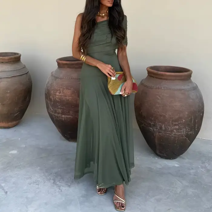 Robe longue asymétrique décontractée