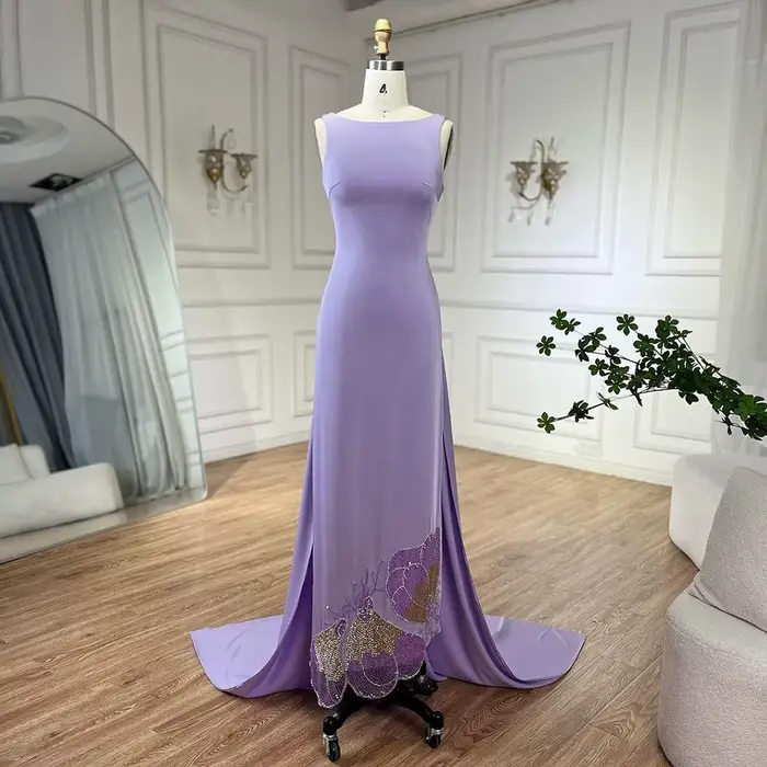 Robe de soirée arabe festonnée rose, personnalisée, élégante, lilas, luxe, dubaï, papillon perlé, ro