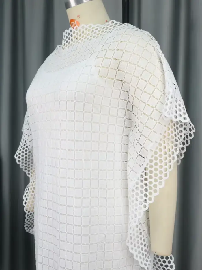 Robe maxi blanche en dentelle pour femmes élégante manches trois quarts pour mariage demoiselle d'honneur fêtes occasions spéciales