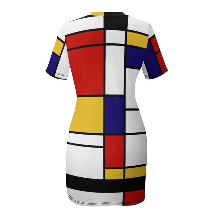 De Stijl-Robe à manches courtes pour femmes