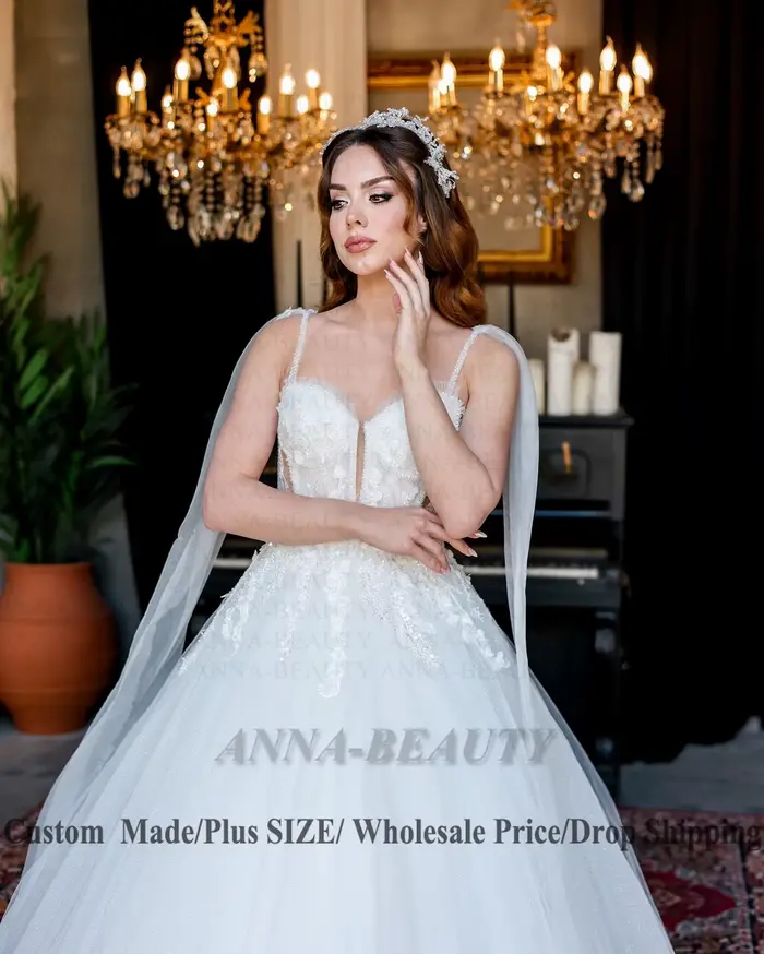 Anna charmante robe De mariée chérie pour femmes paillettes Tulle sans manches avec Cape dos nu