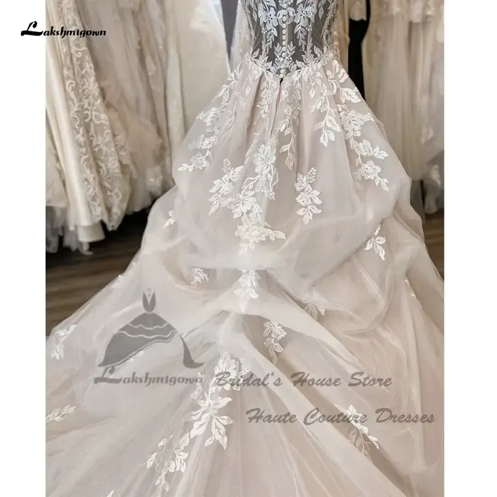 Robe de mariée en dentelle champagne pour femme