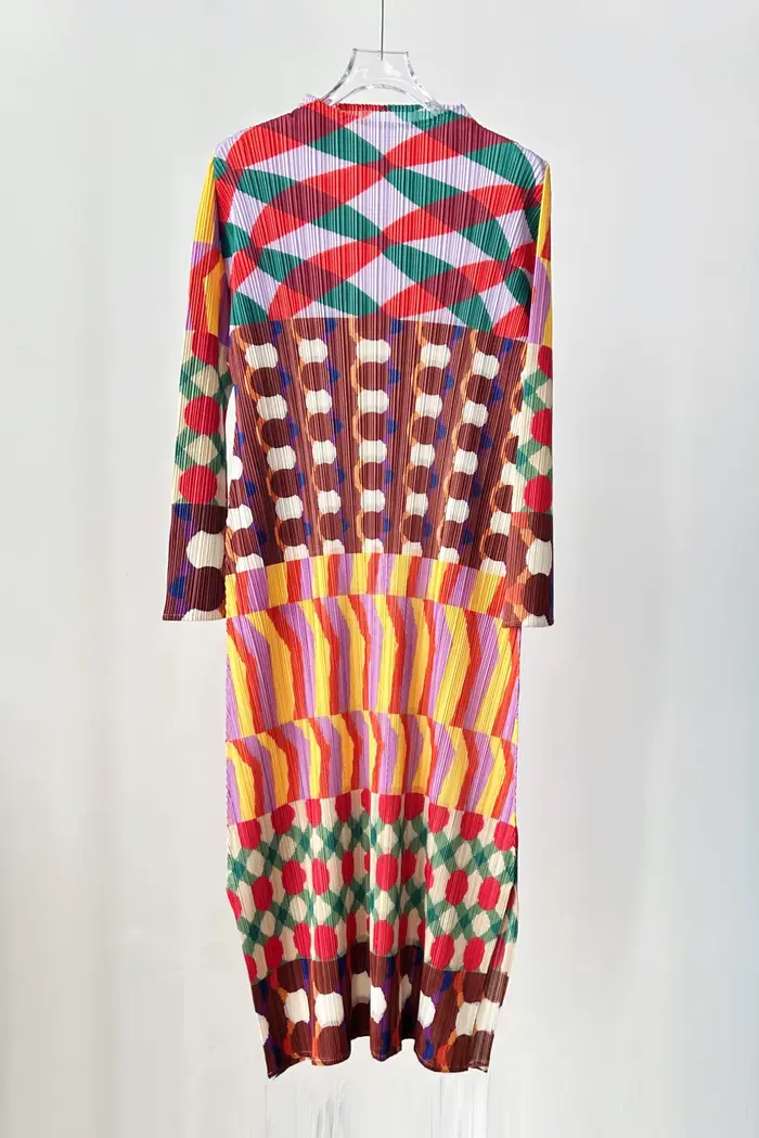 Robe à imprimé géométrique pour femmes grandes tailles, nouvelle collection printemps/automne 2026,