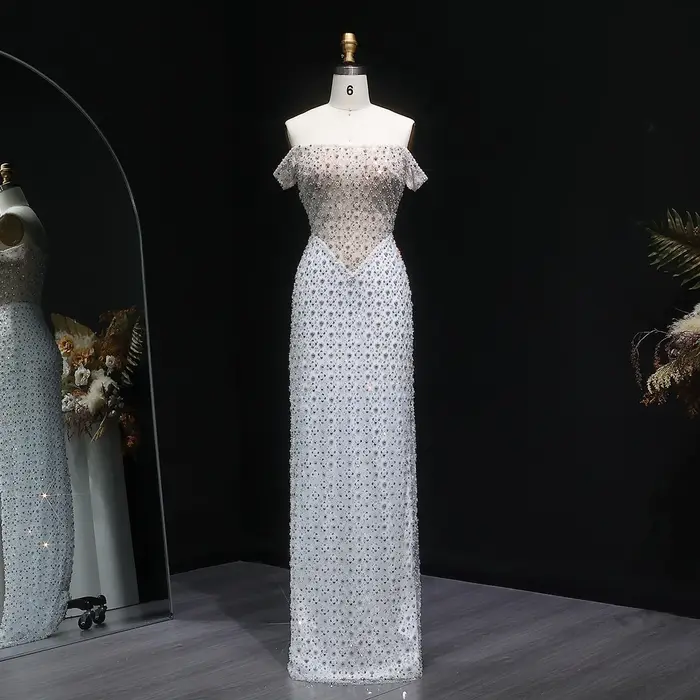 Robe de soirée Sharon Said sans manches avec perles et motifs pailletés pour femmes occasions formelles et soirées officielles