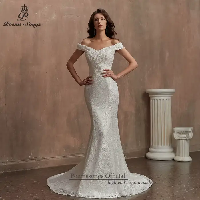 Robes de mariée en dentelle sirène pour femmes, robe de mariée mince, robe éducative, indépendante,