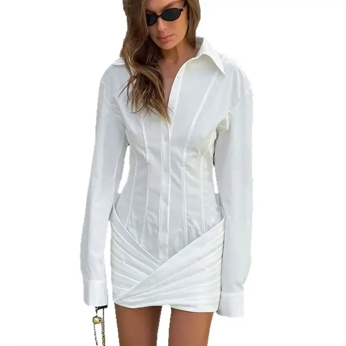 Robe moulante mini polyester sexy col rabattu ajustée pour femmes soirées clubs événements spéciaux