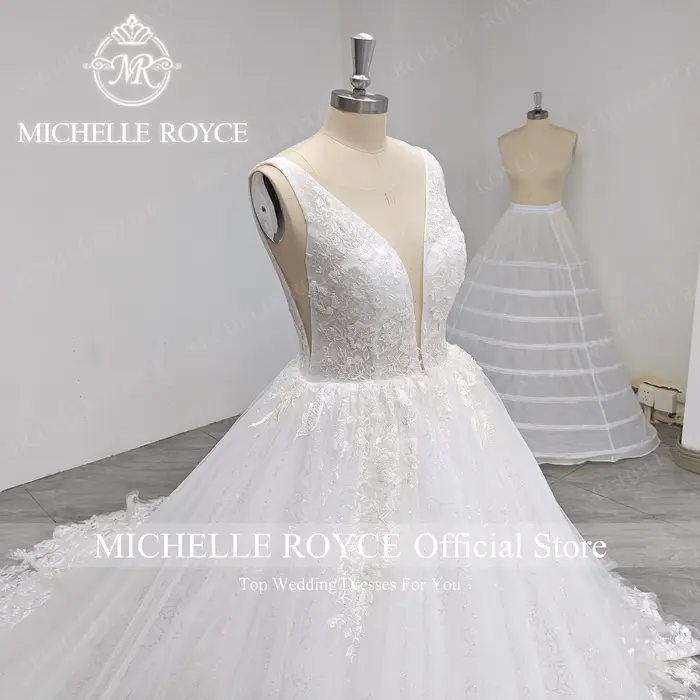 Michelle Royce-Robe de mariée en dentelle scintillante pour femmes