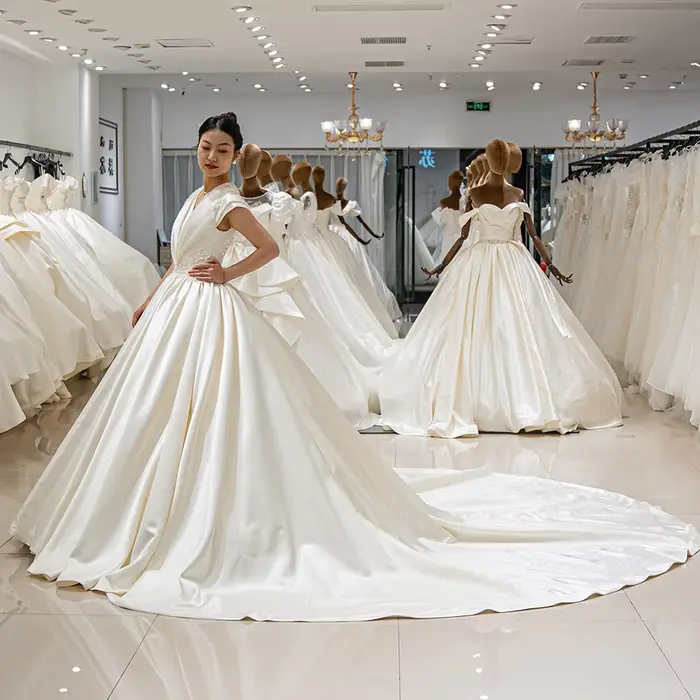 9159 robe de mariée personnalisée 2025 dentelle or satin