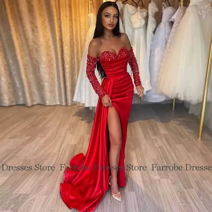 Robe de soirée de luxe fourreau Champagne épaules dénudées perles plissée pour femmes occasions spéciales soirée officielle