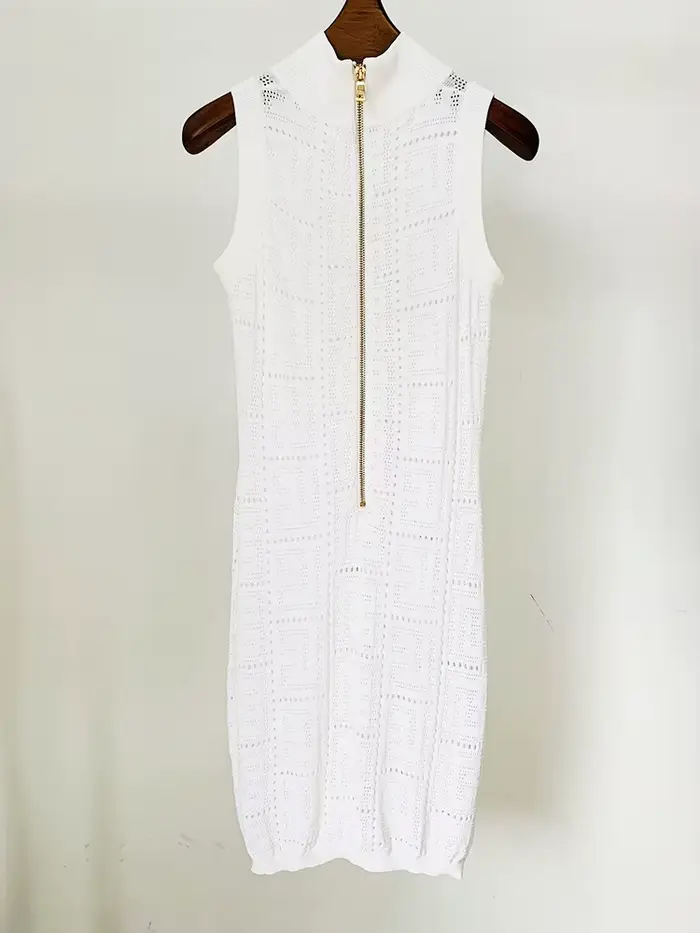 Robe débardeur en maille ajourée O'ZACKET pour femmes style high street été 2026 blanc orange noir ajustement confortable