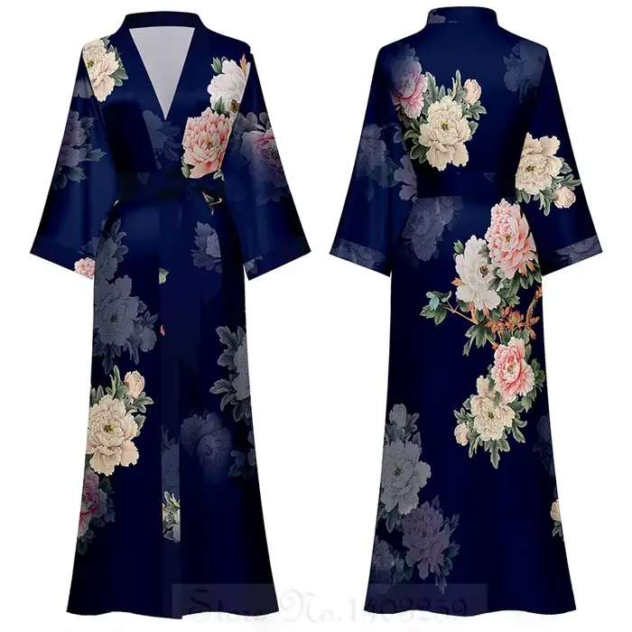 Peignoir kimono à manches mi-longues de style japonais pour femmes