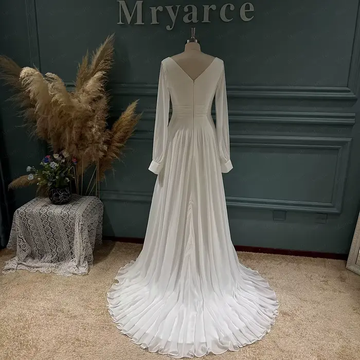 Mryarce – robe de mariée classique élégante en mousseline de soie