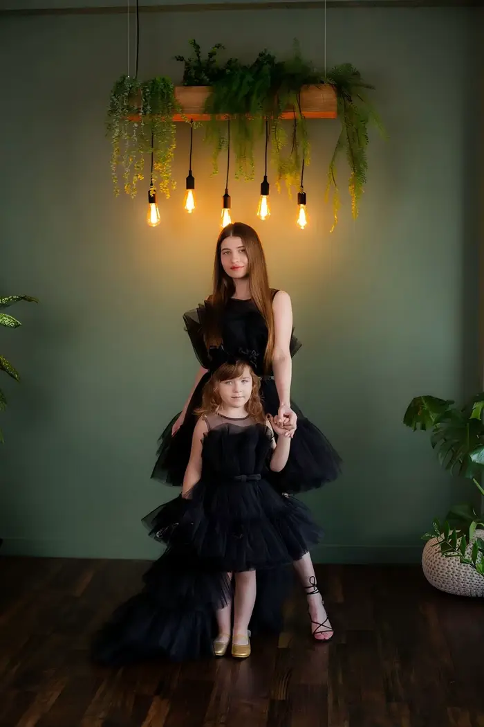 Robes Tutu Noires Haute Couture pour Mère et Fille