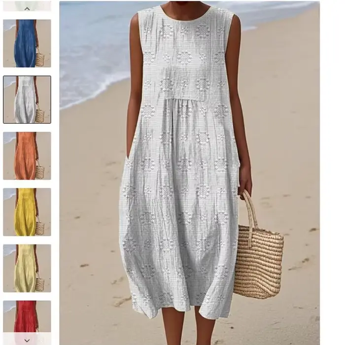 Robe mi-longue pour femmes, ligne A, col rond, sans manches, épissure élégante, Y2k, Streetwear, décontracté, ample, travail, 2025