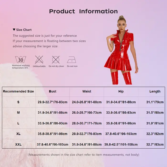 Robe plissée rave en cuir synthétique pour femmes, mini robe effets latex, fermeture éclair, col montant, manches courtes, style sexy et club, occasions de fête et de club