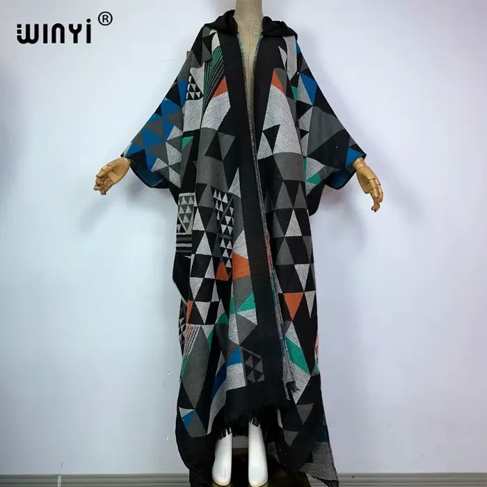 WINYI-Robe à capuche pour femme, tenues d'hiver, haute qualité, manteau chaud, Kaftan féminin, robe 