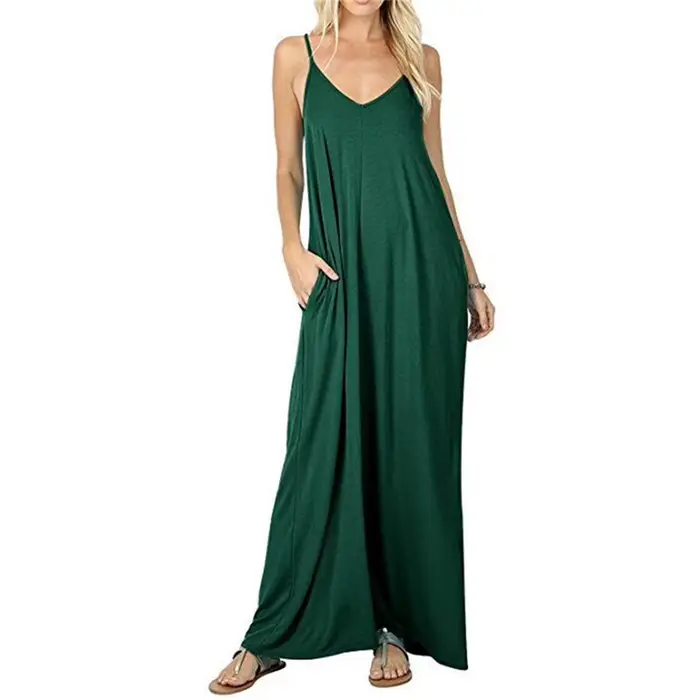 Robe décontractée en polyester bleu marine sans manches pour femmes, col en V, pull-over, ample et débardeur pour les occasions estivales