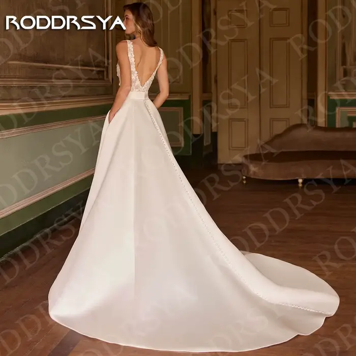 RODDRSYA robes de mariée Satin
