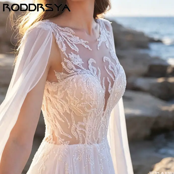 RODDRSYA Robes de mariée élégantes en mousseline pour femmes