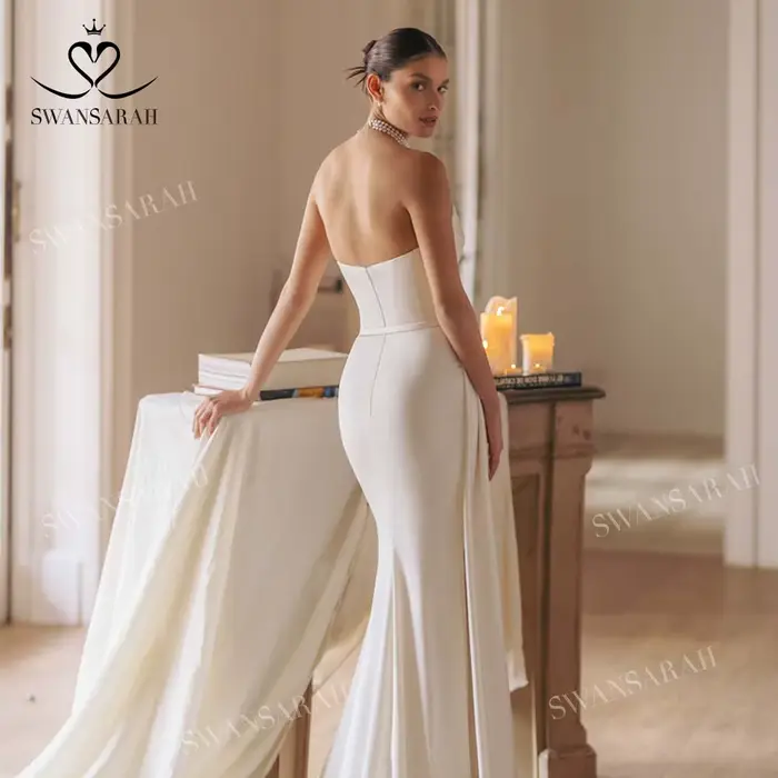 Robe de mariée sirène en satin 2 en 1
