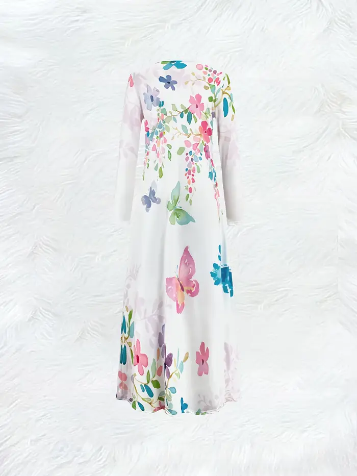 Robe de vacances à imprimé floral et papillon pour femmes
