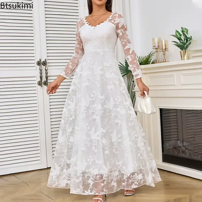 Nouvelle Robe de Cocktail en Dentelle pour Femme 2026