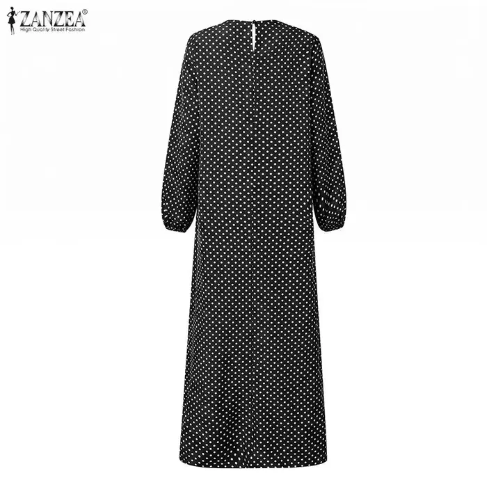 ZANZEA Robe Abaya décontractée à pois imprimés pour femme