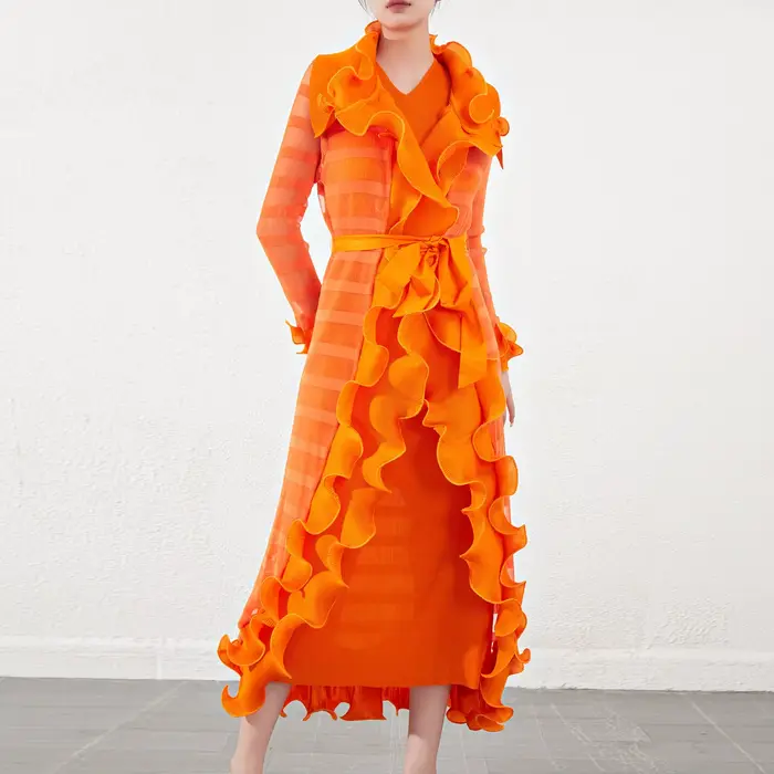 Robe à volants PY élégante pour femmes printemps été automne style moderne ample volants deux pièces occasions spéciales