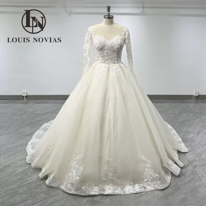 LOUIS NOVIAS exquis pour les femmes vraies photos dentelle perles Appliques