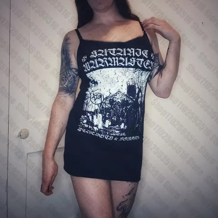 Robe gothique courte pour femme style streetwear gothique punk rock harajuku emo été années 2000 graphique mini trousseau occasionnels