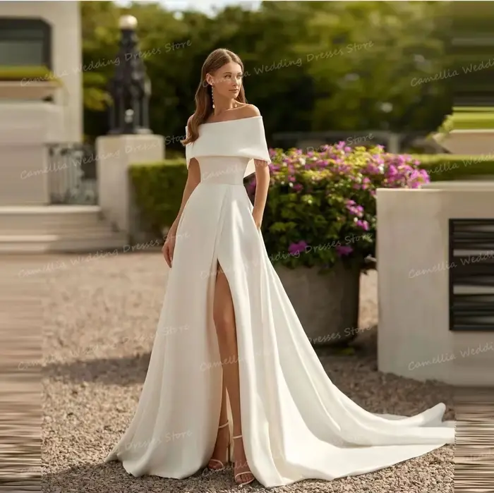 Robes de mariée sirène fendues sur le côté pour femmes, robes de soirée formelles classiques, robes