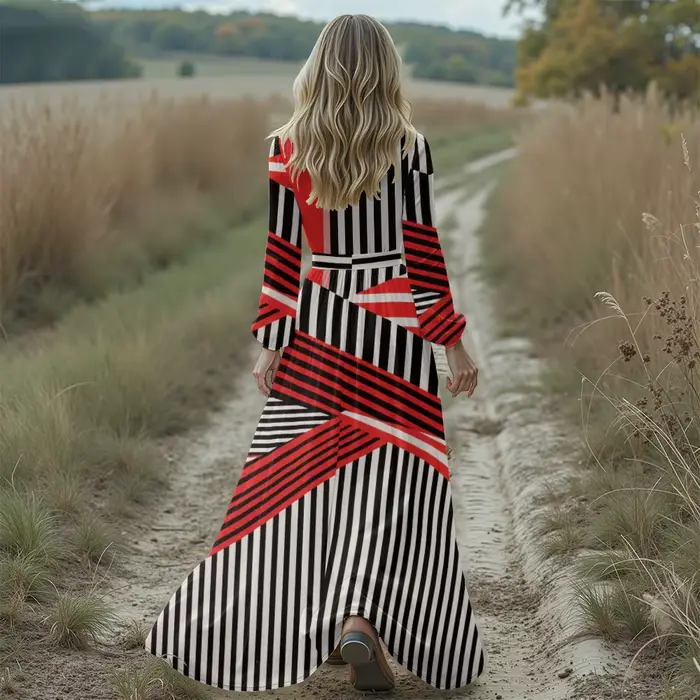 Robe longue style rétro des années 70 pour femme