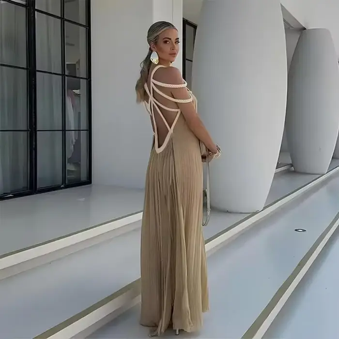Robe de vacances style bohémien vert pour femmes