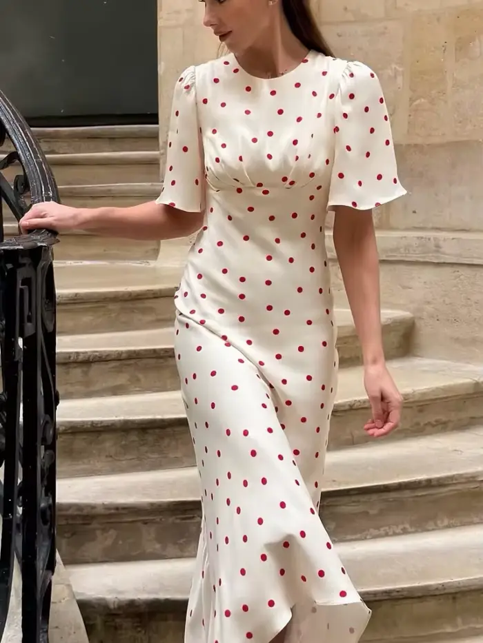 Robe Mixi à pois blancs et rouges pour femmes