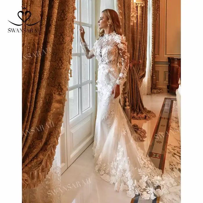 Robe De mariée sirène à manches longues