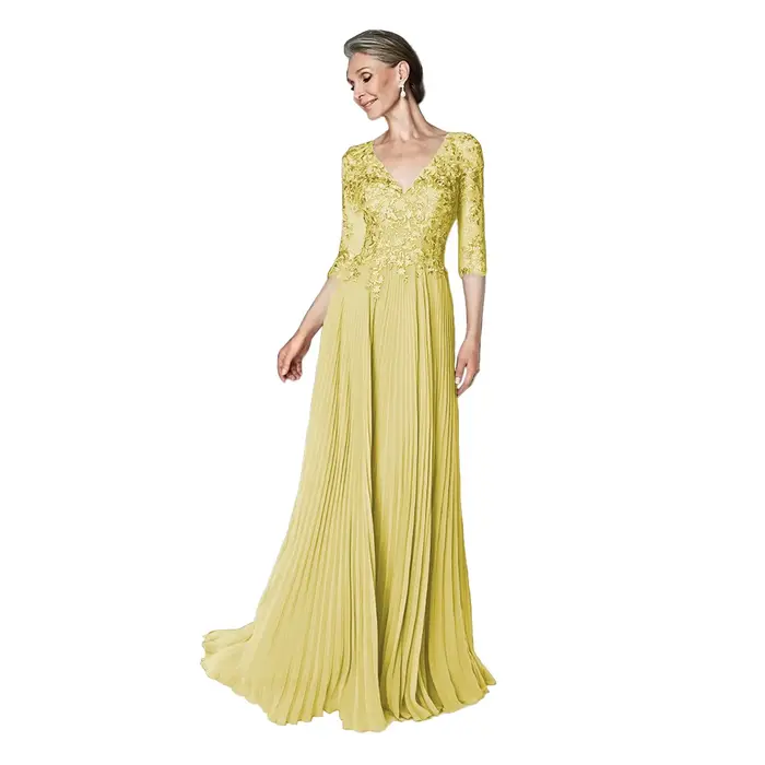 Robe personnalisée pour mère de la mariée avec dentelle et imprimé floral, silhouette plage, mousseline, soutien-gorge intégré, pour cérémonies de mariage et occasions spéciales