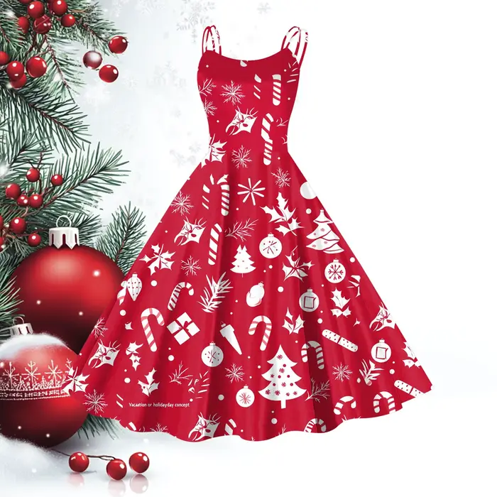 Robe de Soirée de Noël Rouge pour Femme Occasions Spéciales Élégante et Décontractée Tenue de Cocktail Polyvalente