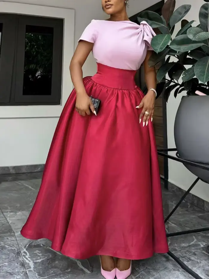 Robes Maxi bloc de couleur rouge pour femmes