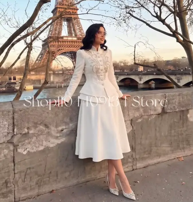 Robe de soirée formelle blanche personnalisée