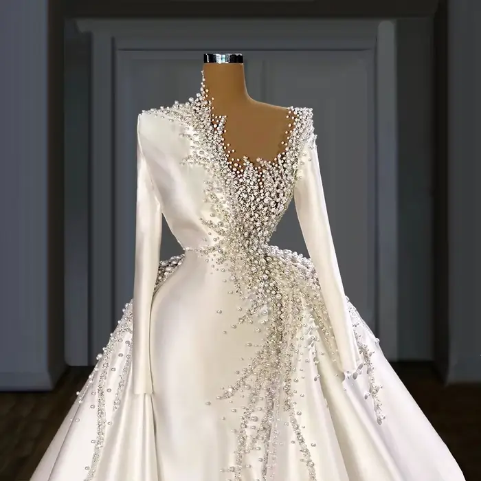 Robe de Mariée en Satin à Manches sulf