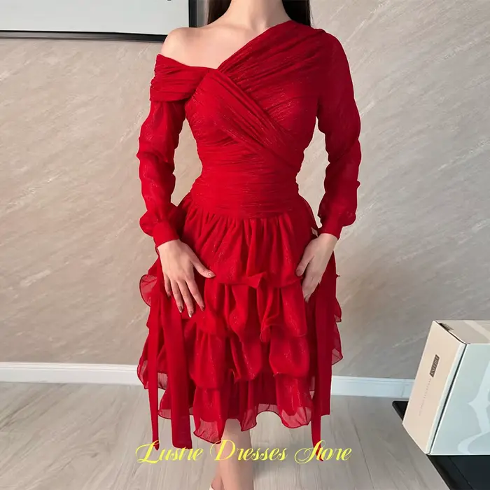Robe de soirée élégante en mousseline rouge