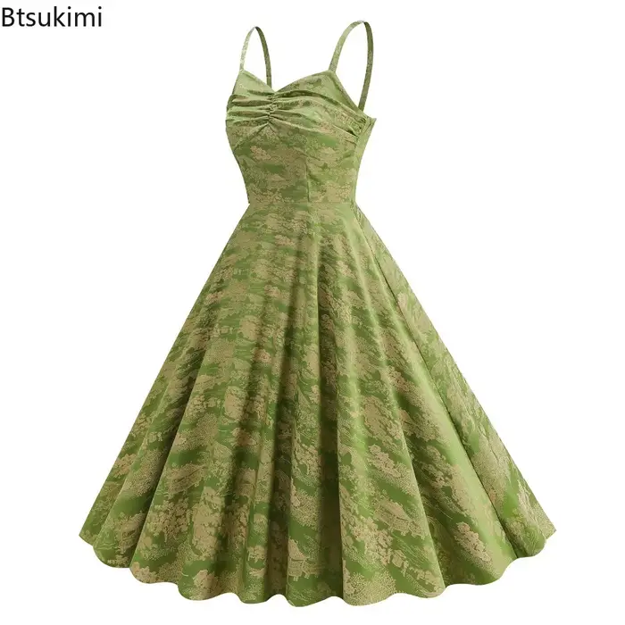 Robe vintage en jacquard blanche style chinois pour soirée de bal, anniversaire, fête, taille haute, froncée, col en V, coupe évasée pour femme occasions spéciales