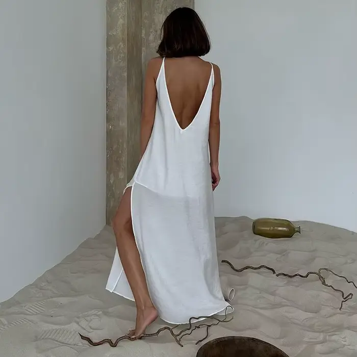 Robe longue blanche pour femme