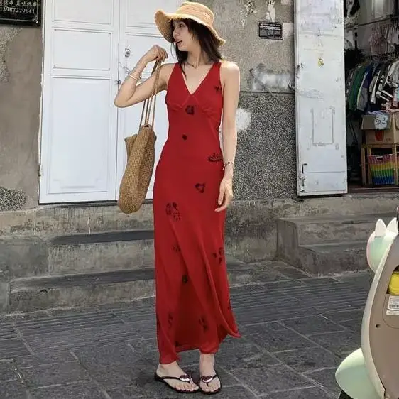Nicemix – robe Camisole de plage rouge pour vacances