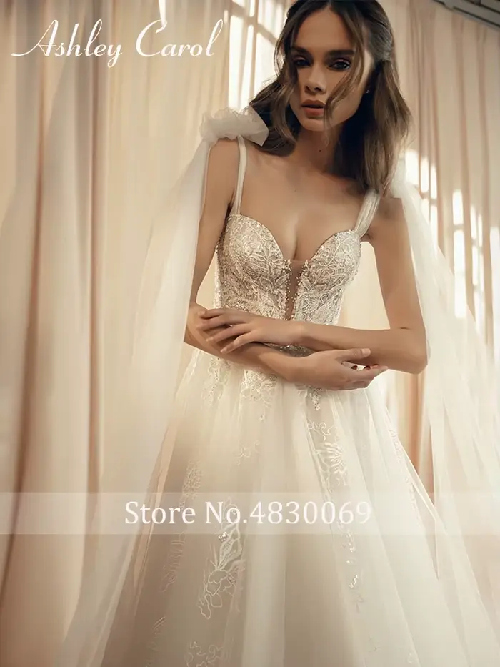 Robe de mariée Ashley Carol Boho avec rubans et appliques en tulle pour femmes, occasions spéciales et soirées festives