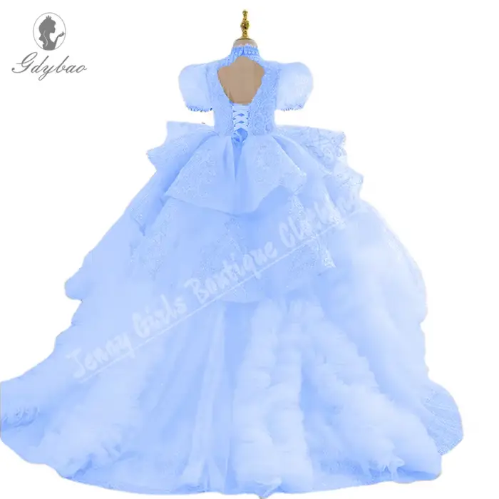 Robe de soirée de mariage à fleurs blanches pour filles, vêtements d'hôte de Service de spectacle de