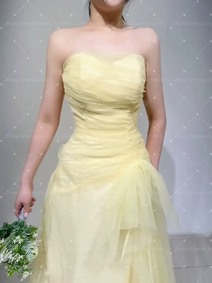 Robe de mariée coréenne doucement jaune sirène avec soutien-gorge intégré pour femmes enceintes occasions spéciales