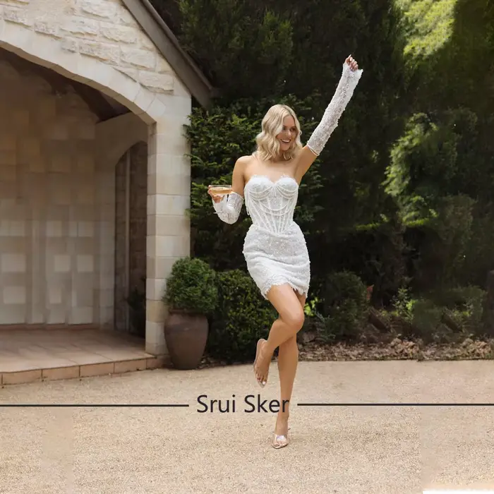 Robe de mariée fourreau populaire avec sequins