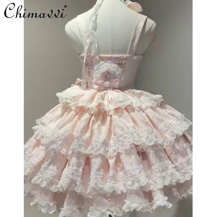 Robe Rose Lolita mignonne et douce pour fête d'anniversaire