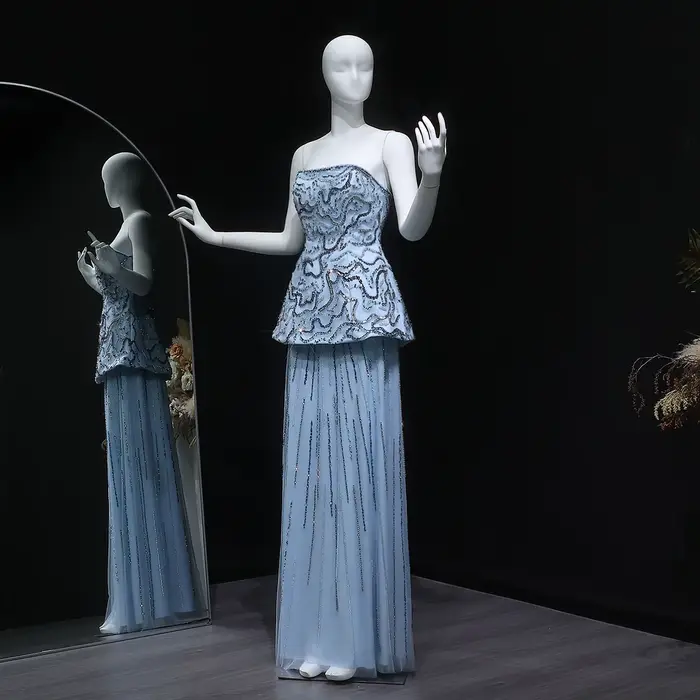 Robe de soirée élégante Sharon Said pour femme, deux pièces, à sequins, sans bretelles, pour invitée